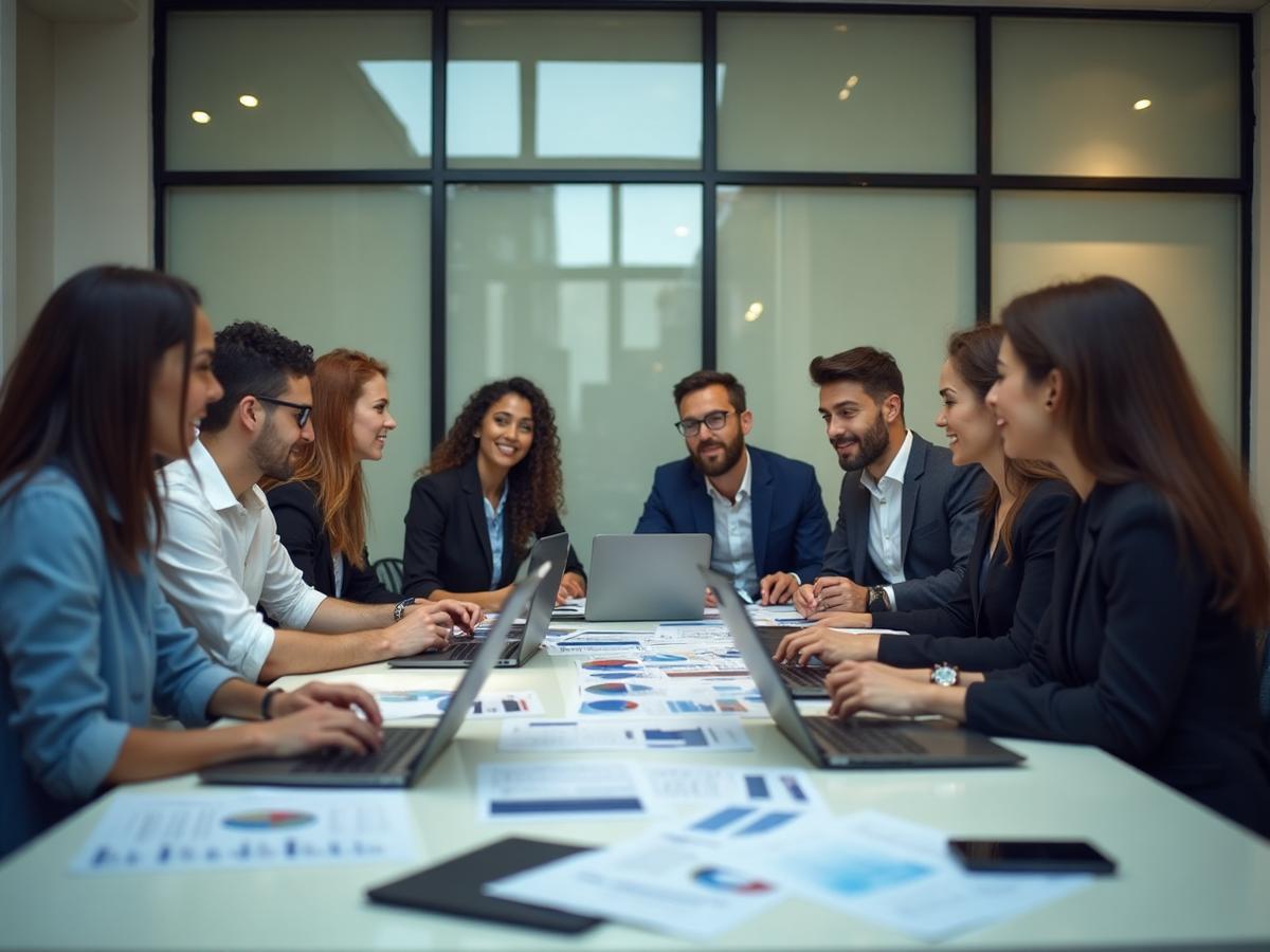 Ambiente profissional representando equipe e atendimento institucional